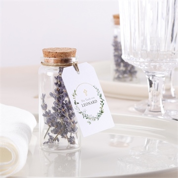 Glasfläschchen mit Korken Taufe eukalyptuskranz - vue 2