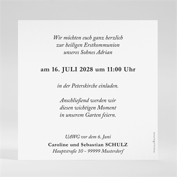 Einladung Kommunion kleine taube - vue 2