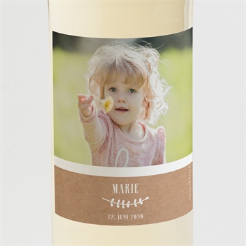 Flaschenetikett Taufe foto auf kraftpapier