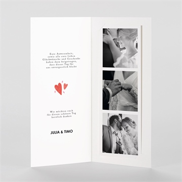 Dankeskarte Hochzeit herzen - vue 2