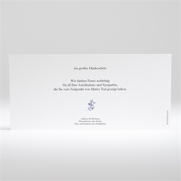 Trauerdanksagung blaue blüten - querformat - vue 2