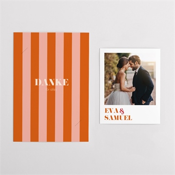 Dankeskarte Hochzeit orange & fuchsia - vue 4