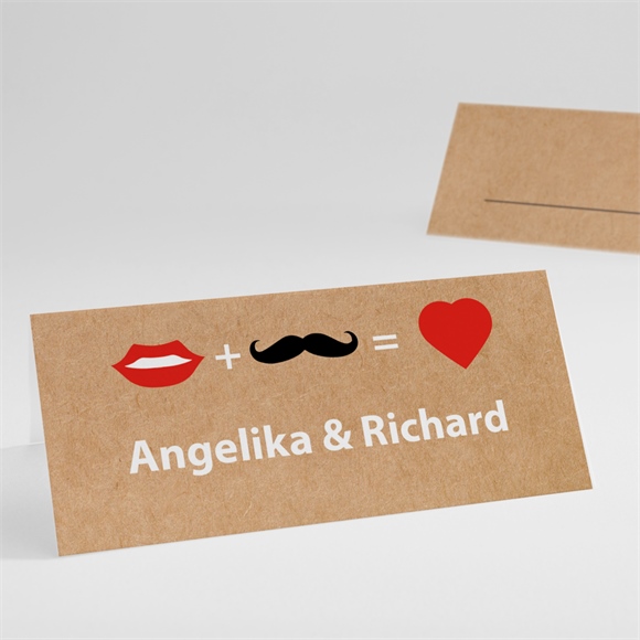 Tischkarte Hochzeit herz und schnurrbart