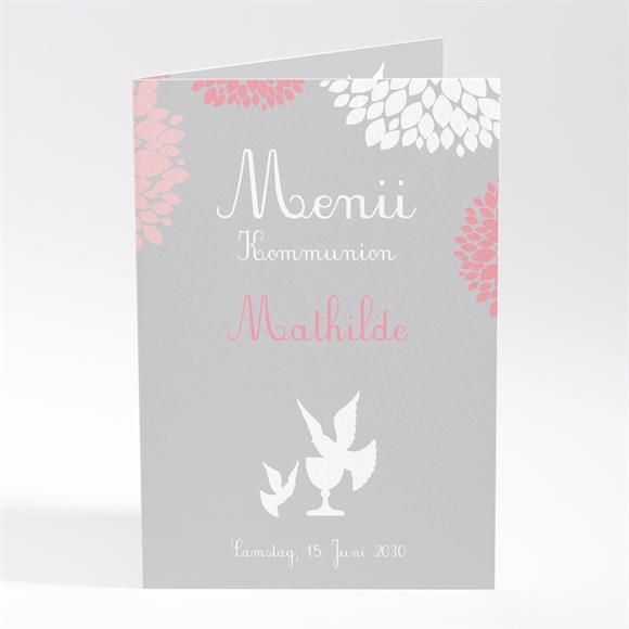 Menükarte Kommunion Taube mit Blumen ref.N401236