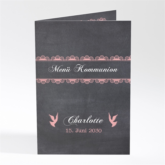Menükarte Kommunion Rosa Taube ref.N401322