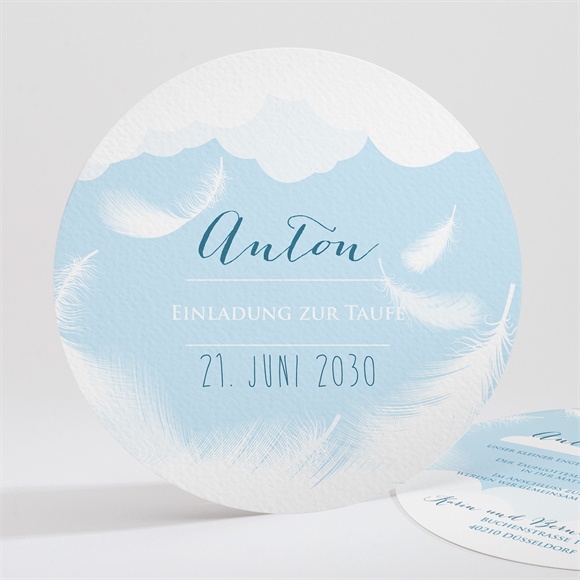 Einladung Taufe Zarte Federn ref.N32161