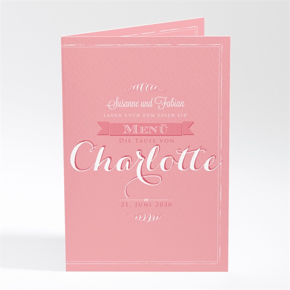 Menükarte Taufe Rosa Kalligrafie ref.N401455