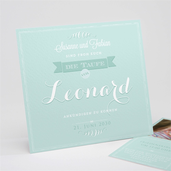 Einladung Taufe Grüne Kalligrafie ref.N311126