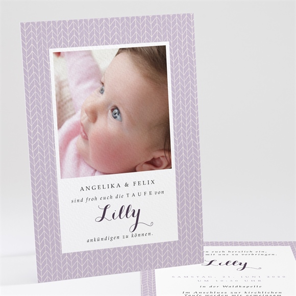 Einladung Taufe Rosa Muster ref.N24185
