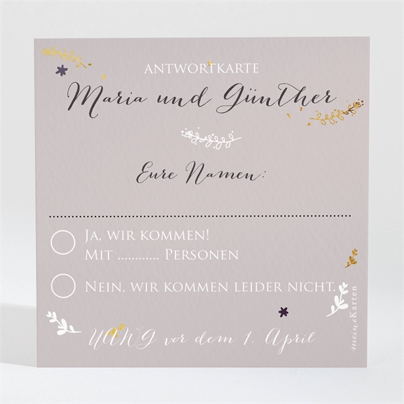 Antwortkarte Hochzeitsjubiläum Damals wie Heute ref.N300473