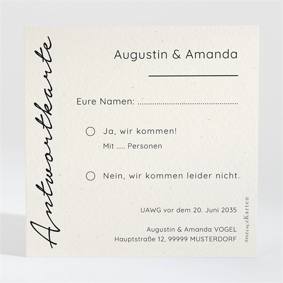 Antwortkarte Hochzeitsjubiläum Moderne Romantik ref.N300472