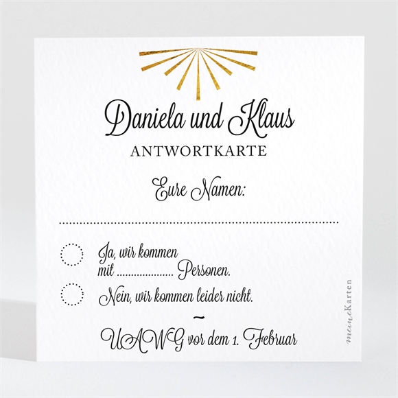 Antwortkarte Hochzeitsjubiläum Champagnergläser ref.N300482