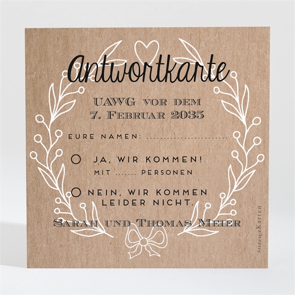 Antwortkarte Hochzeitsjubiläum Ornamente und Kraftpapier ref.N300488