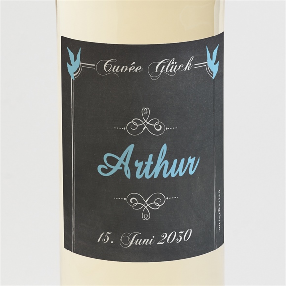 Flaschenetikett Kommunion Weizenähren blau ref.N300502