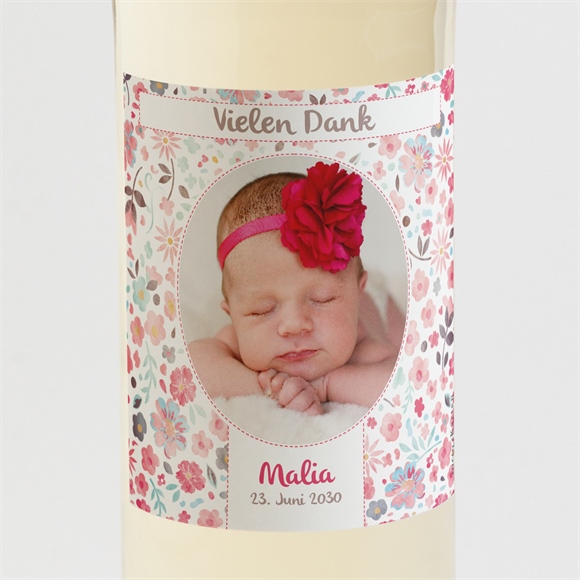 Flaschenetikett Geburt Blumig frisch ref.N300573