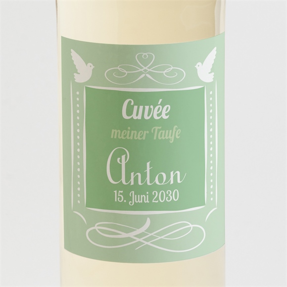 Flaschenetikett Taufe Grünes Patchwork ref.N300574
