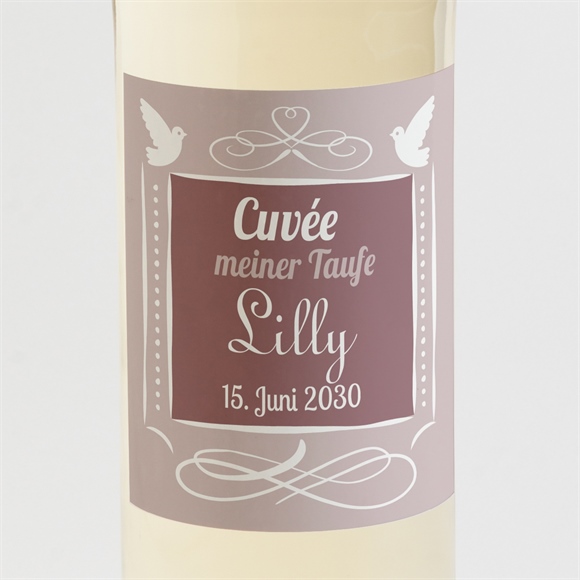 Flaschenetikett Taufe Rosa Patchwork ref.N300575