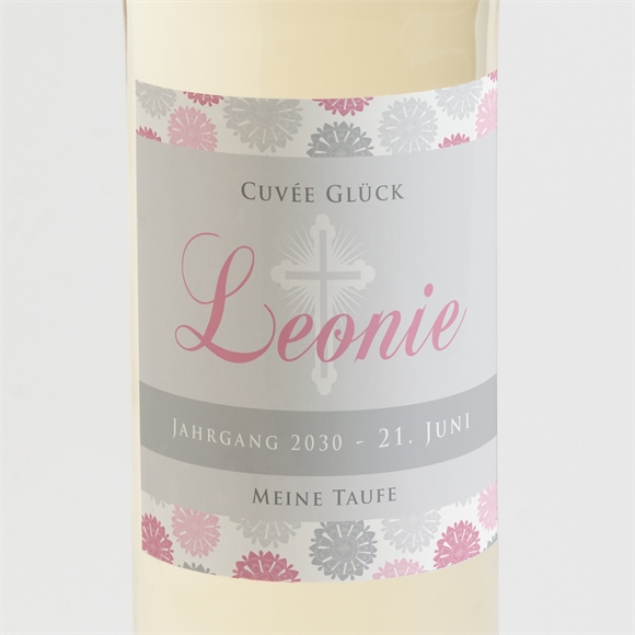 Flaschenetikett Taufe Blumen Feuerwerk ref.N300585