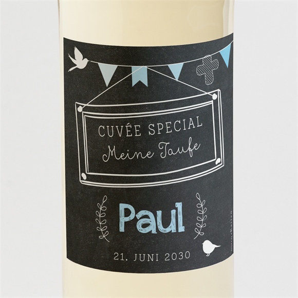 Flaschenetikett Taufe Kreidetafel Boy ref.N300601