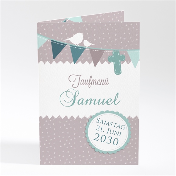 Menükarte Taufe Vogelgesang Junge ref.N401520