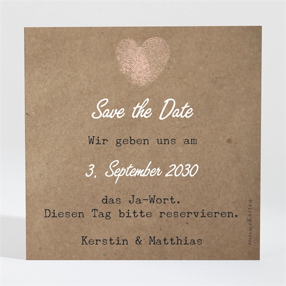 Save the Date Karte Herzabdruck ref.N300671