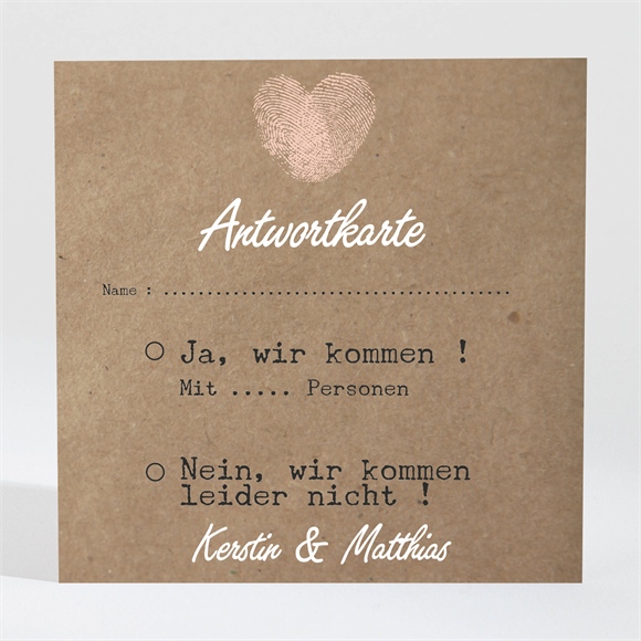 Antwortkarte Hochzeit Herzabdruck ref.N300672
