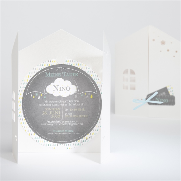 Einladung Taufe Glücksregen Junge ref.N90011