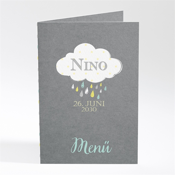 Menükarte Taufe Glücksregen Junge ref.N401679