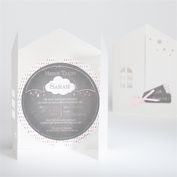 Einladung Taufe Glücksregen Mädchen ref.N90012