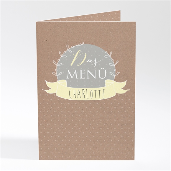 Menükarte Taufe Pictos rund und Kraft in Gelb ref.N401682