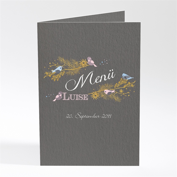 Menükarte Taufe Goldener Vogel Mädchen ref.N401684