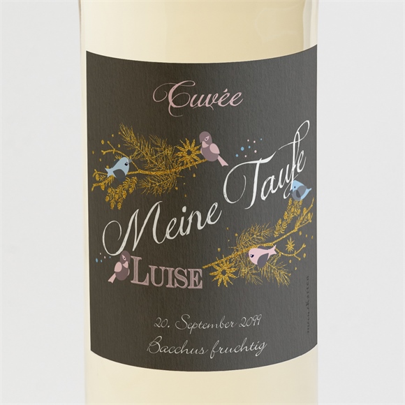Flaschenetikett Taufe Goldener Vogel Mädchen ref.N3001103