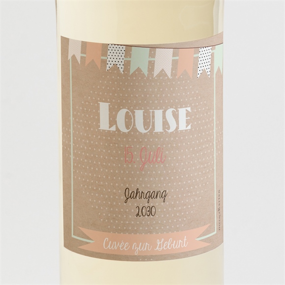 Flaschenetikett Geburt Girlande auf Kraftpapier ref.N3001177