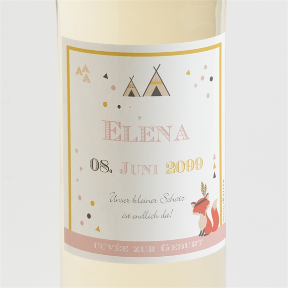 Flaschenetikett Geburt Kleine Indianerin ref.N3001197