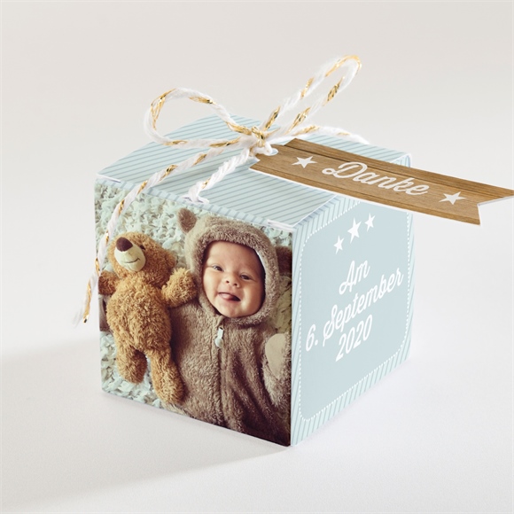 Geschenkbox Taufe Blaue Streifen ref.N34030
