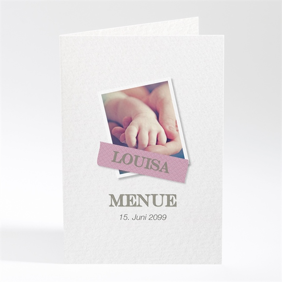 Menükarte Taufe Klebestreifen rosa ref.N401729