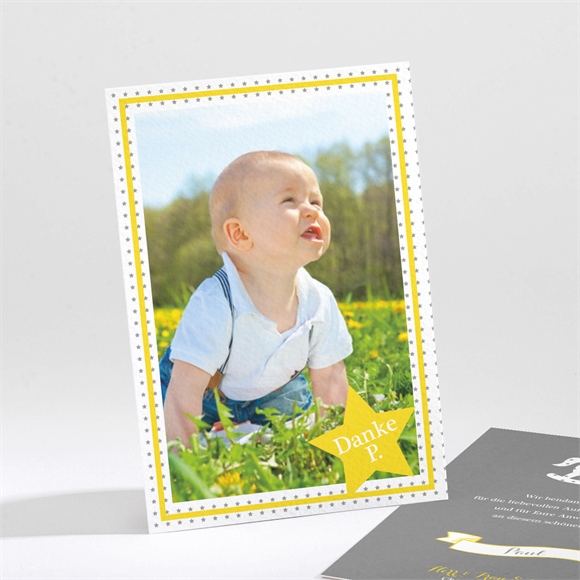 Dankeskarte Taufe Schaukelpferd gelb ref.N211136