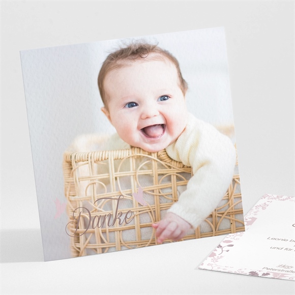 Dankeskarte Taufe Blumenhaus rosa ref.N30132