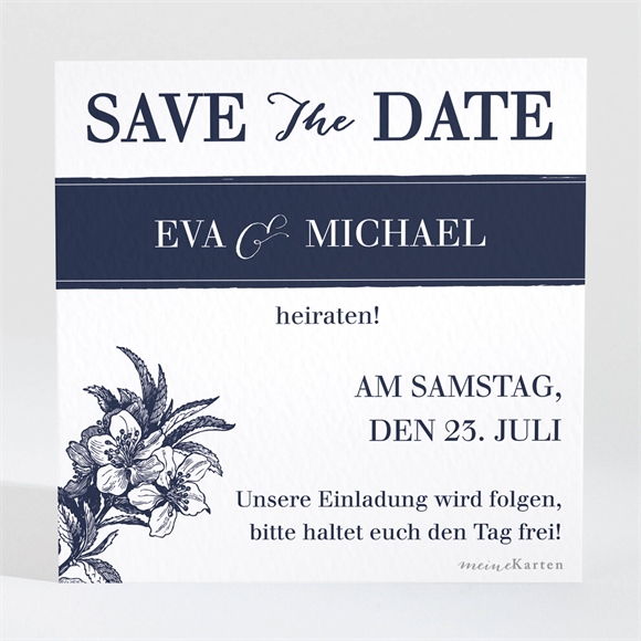Save the Date Karte Gravur Marineblau ref.N3001231