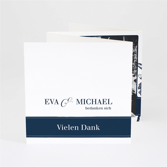 Dankeskarte Hochzeit Gravur Marineblau ref.N83039