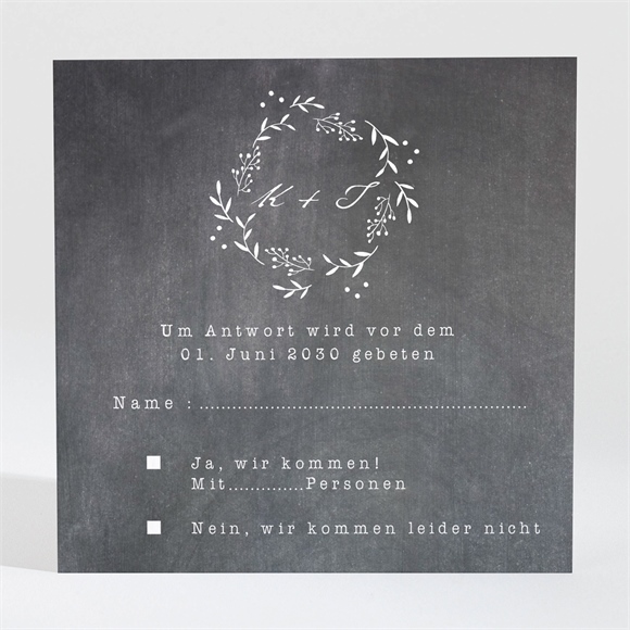 Antwortkarte Hochzeit Gravur auf Schiefertafel ref.N3001286
