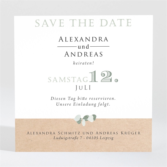 Save the Date Karte Silber-Linde ref.N3001343