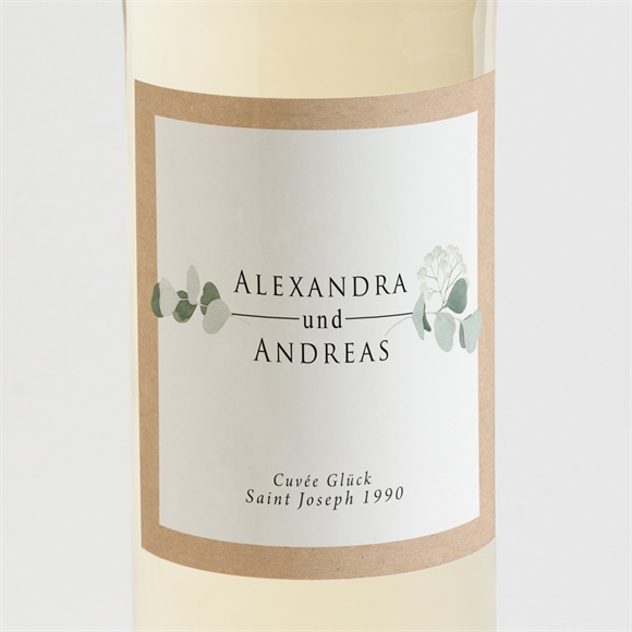 Flaschenetikett Hochzeit Silber-Linde ref.N3001345