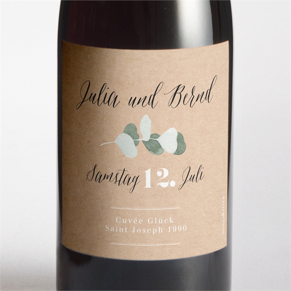 Flaschenetikett Hochzeit eukalyptus rustikal