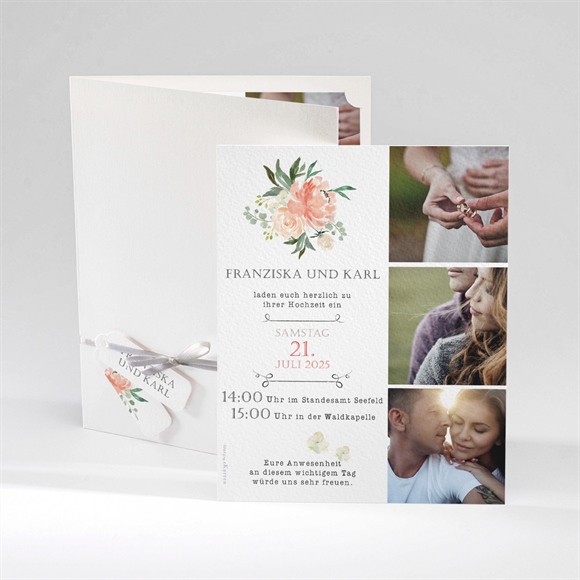 Hochzeitseinladung Romantische Rosen ref.N92038