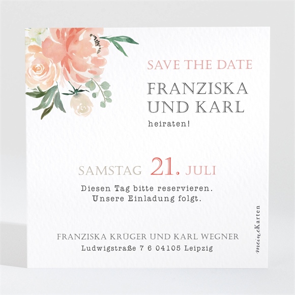 Save the Date Karte romantische rosen