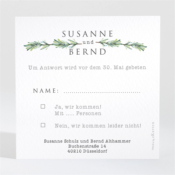 Antwortkarte Hochzeit Rosmarin Zweig ref.N3001376