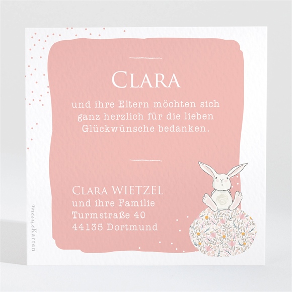 Dankeskarte Geburt Häschen mit Luftballon ref.N3001378