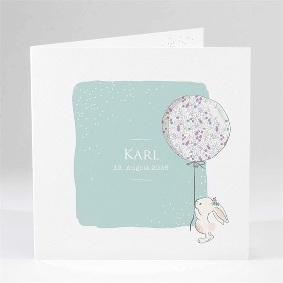 Geburtskarte Hase mit Luftballon ref.N45176