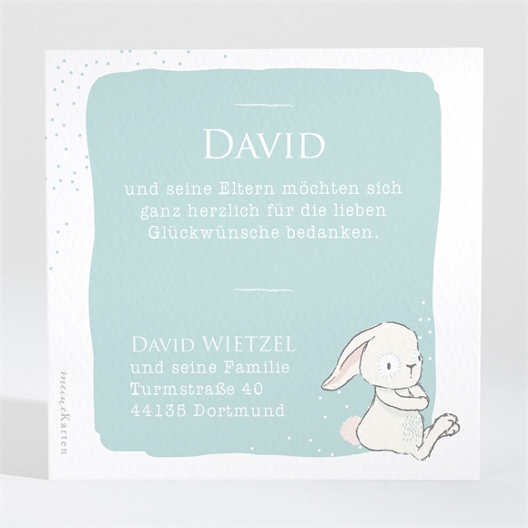 Dankeskarte Geburt Hase mit Luftballon ref.N3001385